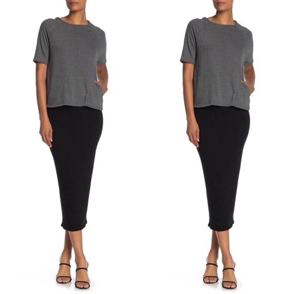 Go Couture women's Basic knit Maxi Skirt size M in black $98